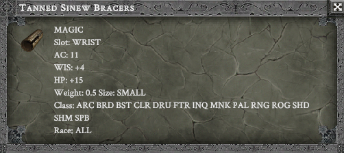TANNED SINEW BRACERS item card